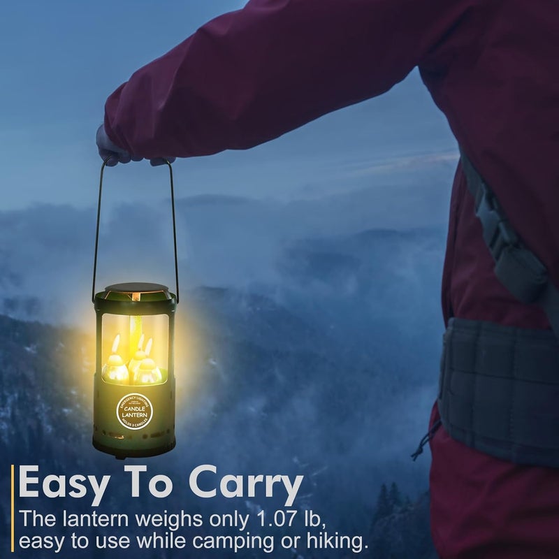 EOXHFNLC Candle Lantern, Camping Gear for Campers and Emergency Use, Without Candles (Green) - Image 4